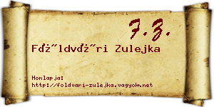 Földvári Zulejka névjegykártya
